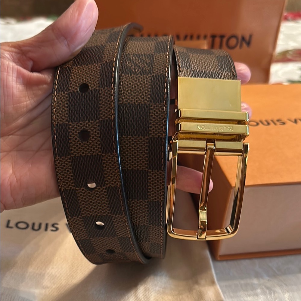 Louis Vuitton Brown and Gold Monogram Belt